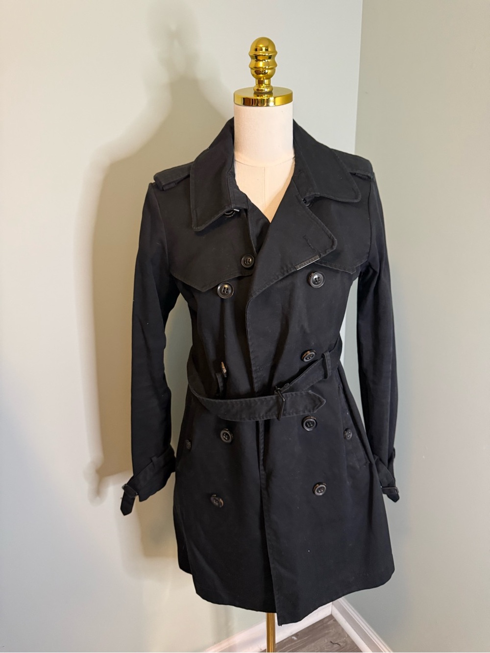 Superdry Limited Edition Double Breasted Trench Coat Black Red Plaid Tartan M